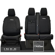 Load image into Gallery viewer, Ford Transit Custom INKA Front Set 1+2 Tailored Waterproof Seat Covers Black MY-12-23 (Choice of 7 Colours) - Custom Racing Embroidery