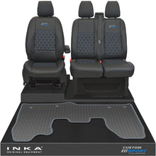 Load image into Gallery viewer, Ford Transit Custom MK1 Front 1+2 Bentley Diamond Quilt Leatherette Tailored Seat Covers & Tailored Rubber Mat Black MY-12-23 (Choice of 7 Colours) - Custom Sport Embroidery