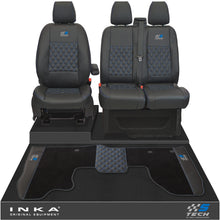 Load image into Gallery viewer, Ford Transit Custom Front 1+2 Bentley Diamond Quilt Tailored Seat Covers & Matching Tailored Floor Mat Black MY2012-23 - S-TECH Embroidery