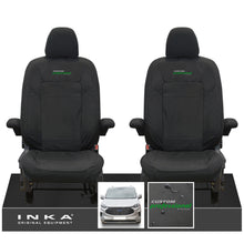 Load image into Gallery viewer, The All New Ford Transit Custom INKA Front Pair Tailored Waterproof Seat Covers Set Black MY-2024 Onwards - Custom Professional Embroidery