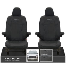 Load image into Gallery viewer, The All New Ford Transit Custom INKA Front Pair Tailored Waterproof Seat Covers Set Black MY-2024 Onwards - Custom Professional Embroidery