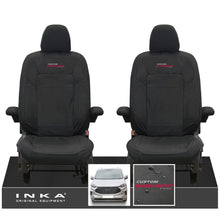 Load image into Gallery viewer, The All New Ford Transit Custom INKA Front Pair Tailored Waterproof Seat Covers Set Black MY-2024 Onwards - Custom Professional Embroidery