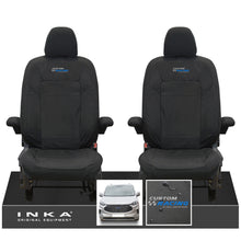 Load image into Gallery viewer, The All New Ford Transit Custom INKA Front Pair Tailored Waterproof Seat Covers Set Black MY-2024 Onwards - Custom Racing Embroidery