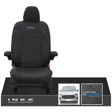 Load image into Gallery viewer, The All New Ford Transit Custom INKA Single Driver Tailored Waterproof Seat Cover Black MY-2024 Onwards - Custom Racing Embroidery
