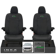 Load image into Gallery viewer, The All New Ford Transit Custom INKA Front Pair Tailored Waterproof Seat Covers Set Black MY-2024 Onwards - Custom Racing Embroidery