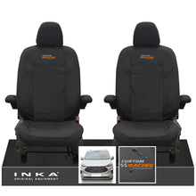 Load image into Gallery viewer, The All New Ford Transit Custom INKA Front Pair Tailored Waterproof Seat Covers Set Black MY-2024 Onwards - Custom Racing Embroidery