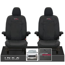 Load image into Gallery viewer, The All New Ford Transit Custom INKA Front Pair Tailored Waterproof Seat Covers Set Black MY-2024 Onwards - Custom Racing Embroidery