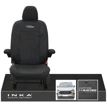 Load image into Gallery viewer, The All New Ford Transit Custom INKA Single Driver Tailored Waterproof Seat Cover Black MY-2024 Onwards - Custom Racing Embroidery