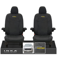 Load image into Gallery viewer, The All New Ford Transit Custom INKA Front Pair Tailored Waterproof Seat Covers Set Black MY-2024 Onwards - Custom Racing Embroidery