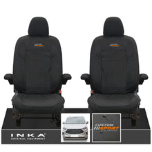 Load image into Gallery viewer, The All New Ford Transit Custom INKA Front Pair Tailored Waterproof Seat Covers Set Black MY-2024 Onwards - Custom Sport Embroidery