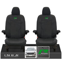 Load image into Gallery viewer, The All New Ford Transit Custom INKA Front Pair Tailored Waterproof Seat Covers Set Black MY-2024 Onwards - R-SPORT Embroidery