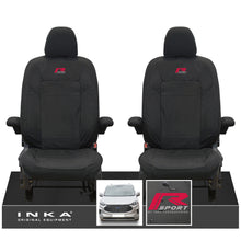 Load image into Gallery viewer, The All New Ford Transit Custom INKA Front Pair Tailored Waterproof Seat Covers Set Black MY-2024 Onwards - R-SPORT Embroidery
