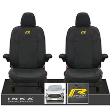 Load image into Gallery viewer, The All New Ford Transit Custom INKA Front Pair Tailored Waterproof Seat Covers Set Black MY-2024 Onwards - R-SPORT Embroidery