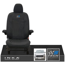 Load image into Gallery viewer, The All New Ford Transit Custom INKA Single Driver Tailored Waterproof Seat Cover Black MY-2024 Onwards - S-TECH Embroidery