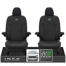 Load image into Gallery viewer, The All New Ford Transit Custom INKA Front Pair Tailored Waterproof Seat Covers Set Black MY-2024 Onwards - S-TECH Embroidery