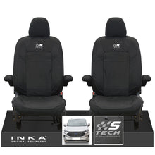 Load image into Gallery viewer, The All New Ford Transit Custom INKA Front Pair Tailored Waterproof Seat Covers Set Black MY-2024 Onwards - S-TECH Embroidery