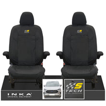 Load image into Gallery viewer, The All New Ford Transit Custom INKA Front Pair Tailored Waterproof Seat Covers Set Black MY-2024 Onwards - S-TECH Embroidery