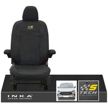 Load image into Gallery viewer, The All New Ford Transit Custom INKA Single Driver Tailored Waterproof Seat Cover Black MY-2024 Onwards - S-TECH Embroidery