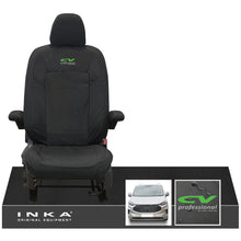 Load image into Gallery viewer, The All New Ford Transit Custom INKA Single Driver Tailored Waterproof Seat Cover Black MY-2024 Onwards - CV Professional Embroidery
