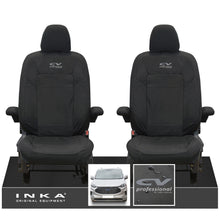 Load image into Gallery viewer, The All New Ford Transit Custom INKA Front Pair Tailored Waterproof Seat Covers Set Black MY-2024 Onwards - CV Professional Embroidery