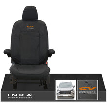 Load image into Gallery viewer, The All New Ford Transit Custom INKA Single Driver Tailored Waterproof Seat Cover Black MY-2024 Onwards - CV Professional Embroidery