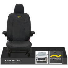 Load image into Gallery viewer, The All New Ford Transit Custom INKA Single Driver Tailored Waterproof Seat Cover Black MY-2024 Onwards - CV Professional Embroidery