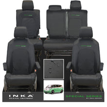 Load image into Gallery viewer, VW ID Buzz Life, Style, GTX Front & Rear Full Set INKA Tailored Waterproof Seat Covers Black with Embroidery MY22 onwards