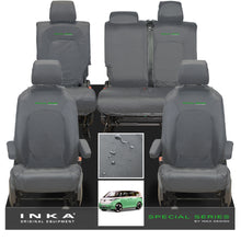 Load image into Gallery viewer, VW ID Buzz Life, Style, GTX Front & Rear Full Set INKA Tailored Waterproof Seat Covers Grey with Embroidery MY22 onwards