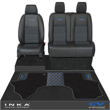 Load image into Gallery viewer, Mercedes Benz Sprinter Front 1+2 Bentley Leatherette Tailored Seat Covers & Matching Tailored Floor Mat Black MY-2018> (7 Colours)