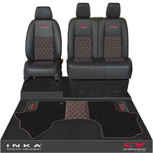 Load image into Gallery viewer, Mercedes Benz Sprinter Front 1+2 Bentley Leatherette Tailored Seat Covers & Matching Tailored Floor Mat Black MY-2018> (7 Colours)