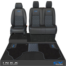 Load image into Gallery viewer, Mercedes Benz Sprinter Front 1+2 Bentley Leatherette Tailored Seat Covers & Matching Tailored Floor Mat Black MY-2018> (7 Colours)