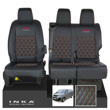 Load image into Gallery viewer, Peugeot Expert INKA Front 1+2 Bentley Diamond Quilt Leatherette Tailored Seat Covers Black MY16 To Present - CV Professional Embroidery