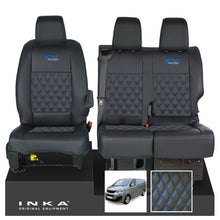 Load image into Gallery viewer, Peugeot Expert INKA Front 1+2 Bentley Diamond Quilt Leatherette Tailored Seat Covers Black MY16 To Present - CV Racing Embroidery