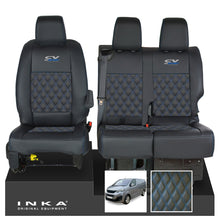 Load image into Gallery viewer, Peugeot Expert INKA Front 1+2 Bentley Diamond Quilt Leatherette Tailored Seat Covers Black MY16 To Present - CV Sport Embroidery