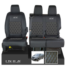 Load image into Gallery viewer, Peugeot Expert INKA Front 1+2 Bentley Diamond Quilt Leatherette Tailored Seat Covers Black MY16 To Present - CV Sport Embroidery