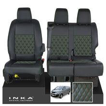 Load image into Gallery viewer, Peugeot Expert INKA Front 1+2 Bentley Diamond Quilt Leatherette Tailored Seat Covers Black MY16 To Present - Plain Embroidery