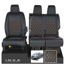 Load image into Gallery viewer, Peugeot Expert INKA Front 1+2 Bentley Diamond Quilt Leatherette Tailored Seat Covers Black MY16 To Present - Plain Embroidery