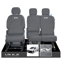 Load image into Gallery viewer, Peugeot Partner MK2 Front Inka Fully Tailored Waterproof Seat Covers Grey MY08-17 - CV Racing Embroidery