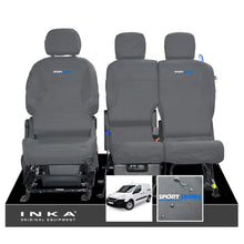 Load image into Gallery viewer, Peugeot Partner MK2 Front Inka Fully Tailored Waterproof Seat Covers Grey MY08-17 - R-SPORT Embroidery