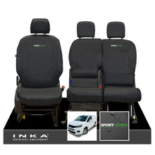 Load image into Gallery viewer, Peugeot Partner MK3 Front Inka Fully Tailored Waterproof Seat Covers Black MY2018 Onwards - R-SPORT Embroidery