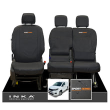 Load image into Gallery viewer, Peugeot Partner MK3 Front Inka Fully Tailored Waterproof Seat Covers Black MY2018 Onwards - R-SPORT Embroidery