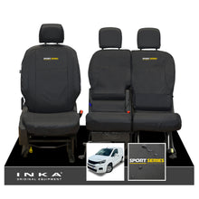 Load image into Gallery viewer, Peugeot Partner MK3 Front Inka Fully Tailored Waterproof Seat Covers Black MY2018 Onwards - R-SPORT Embroidery