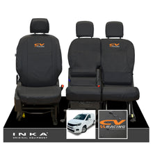Load image into Gallery viewer, Peugeot Partner MK3 Front Inka Fully Tailored Waterproof Seat Covers Black MY2018 Onwards - CV Racing Embroidery