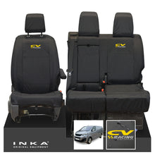 Load image into Gallery viewer, Peugeot Expert INKA Front 1+2 Tailored Waterproof Seat Covers Black MY16 onwards - CV Racing Embroidery