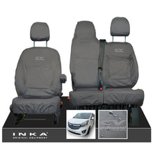 Load image into Gallery viewer, INKA Renault Trafic Sport (Business Plus) Tailored Waterproof Seat Covers Front Set 1+2 - Grey MY14 Onwards - CV Professional Embroidery