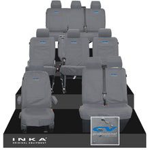 Load image into Gallery viewer, VW Transporter Shuttle T6.1, T6 Full Set Tailored Waterproof Seat Covers Grey MY 15-23 - CV Professional Embroidery