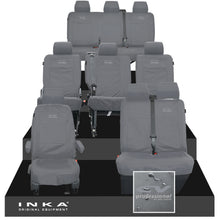Load image into Gallery viewer, VW Transporter Shuttle T6.1, T6 Full Set Tailored Waterproof Seat Covers Grey MY 15-23 - CV Professional Embroidery