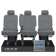 Load image into Gallery viewer, VW Transporter Shuttle T6.1, T6 Rear 1+1+1 Tailored Waterproof Seat Covers Grey MY-15-23 - CV Professional Embroidery