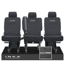 Load image into Gallery viewer, VW Transporter Shuttle T6.1, T6 Rear 1+1+1 Tailored Waterproof Seat Covers Black MY-15-23 - Sport-Series Embroidery