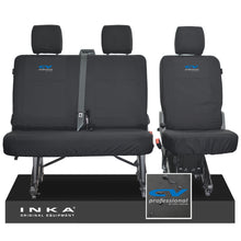 Load image into Gallery viewer, VW Transporter T6.1, T6 INKA Rear Set 2+1 Tailored Waterproof Seat Covers Black - CV Professional Embroidery